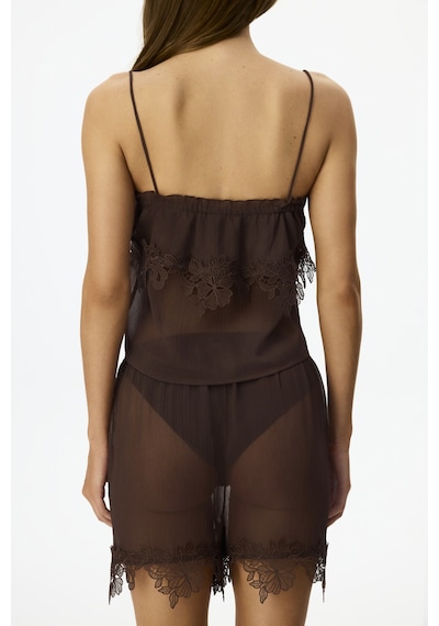 Penti Kahverengi Jasmin Chiffon Şortlu Pijama Takımı Bbw