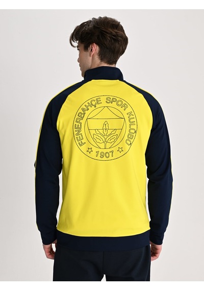 Fenerbahçe Sarı Tribün Nakış Logolu Erkek Oversize Sweatshirt Sari