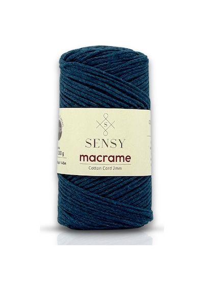 Premium Koton Pamuk Makrome İpi 2mm Cotton Zincir Makrome Çanta İpi Supla İpi Koton İp Petrol Mavisi