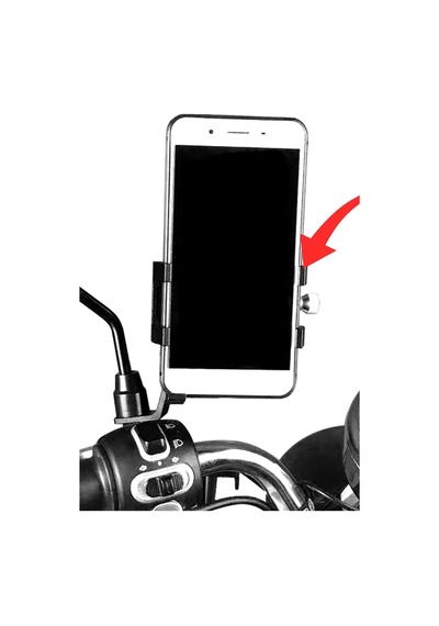 Motosiklet Bisiklet Telefon Tutucu Navigasyon Tutacağı Vidalı Metal Sağlam Telefon Tutucu M-252 Siyah