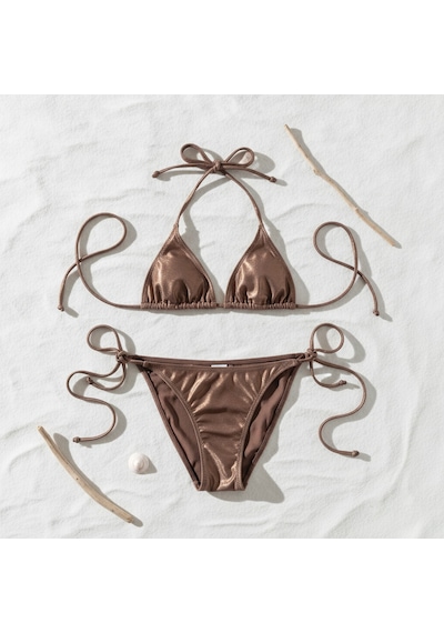 Bonbon Kadın Plaj Giyim Kahve Bikini Takım Bb2597 Çok Renkli