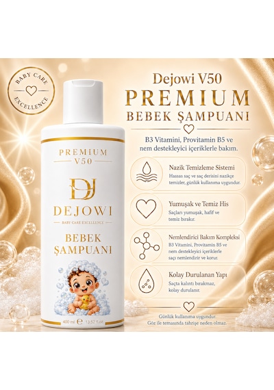 Dejowi V50 Premium Nem ve Vitamin Destekli Hassas Bebek Şampuanı 400 Ml