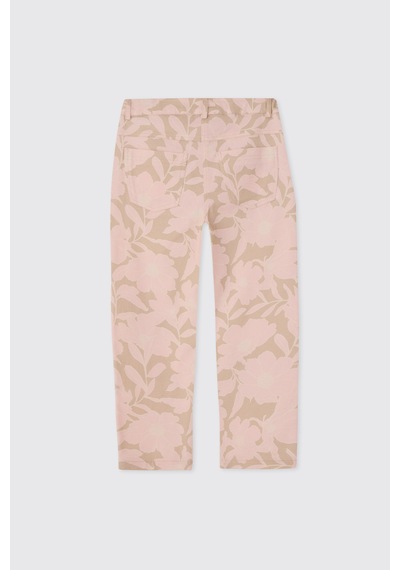 Panço Kız Çocuk Desenli Pembe Pantolon 2611GK04003