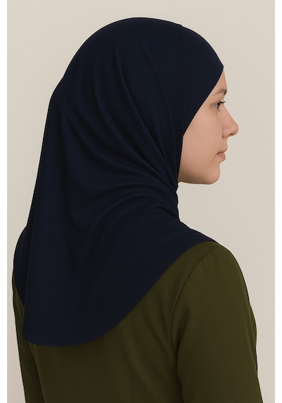 Mim Eşarp Pileli Tesettür Hijab Hazır Eşarp Lacivert