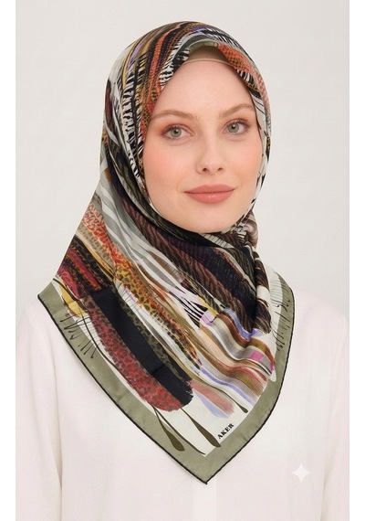 Aker Saf Twill İpek Eşarp -asm7703713-991 Pudra