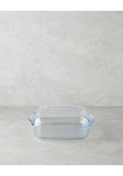 English Home Bake&serve Cam Kapaklı Kare Fırın Kabı 24x21,5 Cm Şeffaf Şeffaf