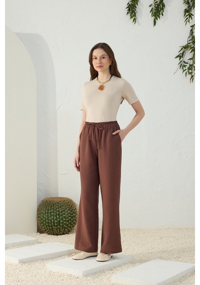 Aker Kahverengi Beli Lastikli Pijama Altı Kahverengi Kahverengi