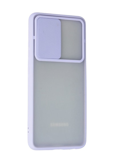 Samsung Galaxy  Uyumlu,  A72 Kılıf Palm Buzlu Kamera Sürgülü Silikon - Lila