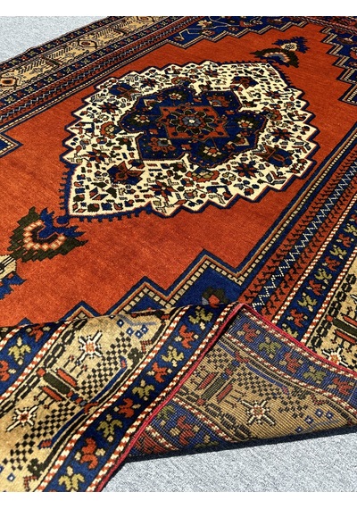 El Dokuma Taşpınar Halısı 175x315 Kavun İçi Kök Boya 6 M2 Halı Turuncu
