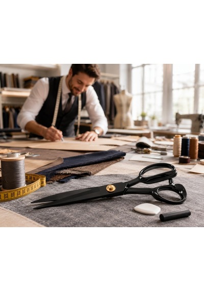 Profesyonel Terzi Makası, Ergonomik 4 Parmak Sap, Yüksek Mangan Çelik, Kumaş Makası, Ultra Keskin, Hassas Kesim, Darbeye Dayanıklı, Üst Kalite, Kaplamalı Dikiş Makası 10"