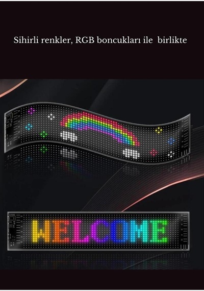 Led Matrix 60 Cm Uzunluğunda En Büyük Boy Panel Dijital Ekran Kumandalı App Kontrollü Oto Aksesuar