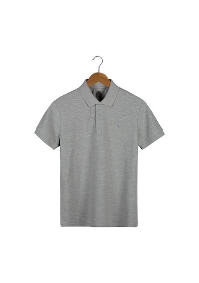 Erkek Gri Basic Slim Fit Polo Yaka T-shirt Gri