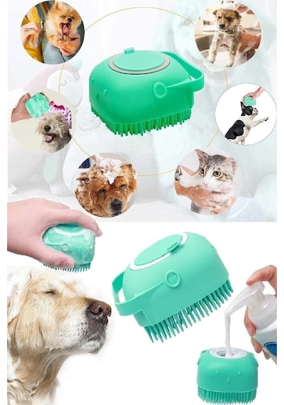 Şampuan Hazneli Kedi Ve Köpek Evcil Hayvan Yıkama Fırçası Silikon Evcil Hayvan Banyo Lifi