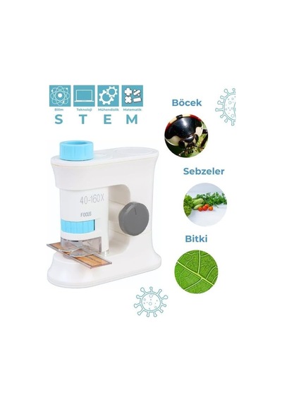 Taşınabilir Standlı Çocuk Mikroskobu 40x 160x, Stem Eğitim Mikroskobu