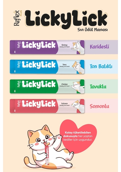 Reflex Plus Lickylick Sıvı Ödül Maması Karışık Paket 15 Gr X 32 Adet