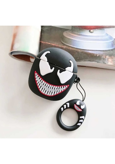 Apple Uyumlu iPhone 1/2. Nesil  Koruyucu Bluetooth Kulaklık Kılıfı Figürlü Venom Airpods 1/2. Nesil