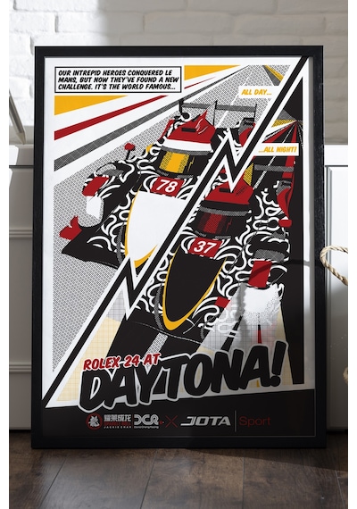Formula 1 Daytona Siyah Ahşap Çerçeveli Poster, Spor Araba Yarış Duvar Tablosu