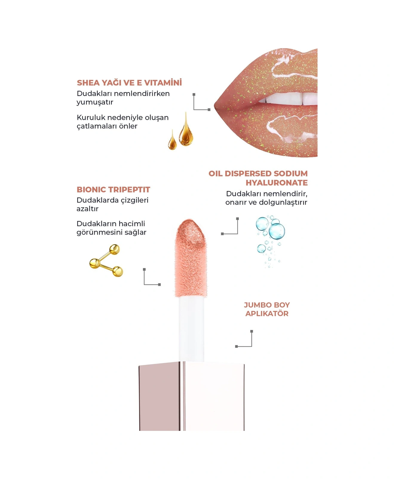 Alix Avien Maxivolumizer Lipgloss 206 Peachy Stardust Kalıcı Ve Nemlendirici Ruj Dolgunlaştırıcı Etki