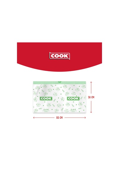 Cook Kedi Tuvaleti Büzgülü Çöp Torbası, 55 X 30 Cm, 20 Yaprak, Sa