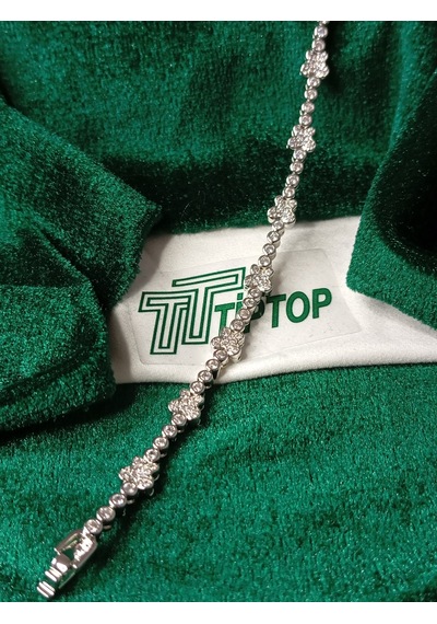 Tiptop/ Gümüş Rodyum Kaplama 3mm Kelebek Model Kristal Zirkon Taşlı Bileklik Gümüş