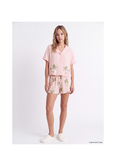 Lcw Dream Pembe Desenli Kadın Şortlu Pijama Takım