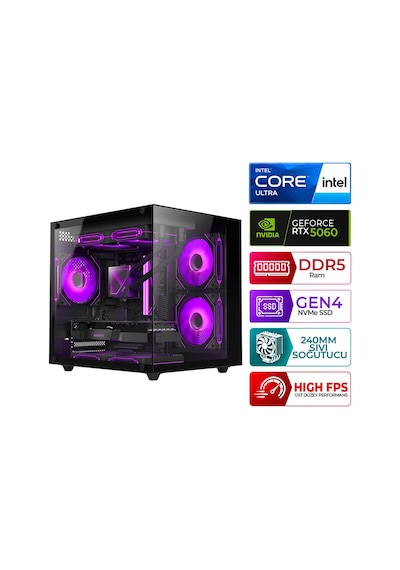 Xaser KRATOS X30 Ultra 5 225F 32 GB 1 TB M.2 NVMe SSD 8 GB RTX5060 Free Dos Masaüstü Oyuncu Bilgisayarı