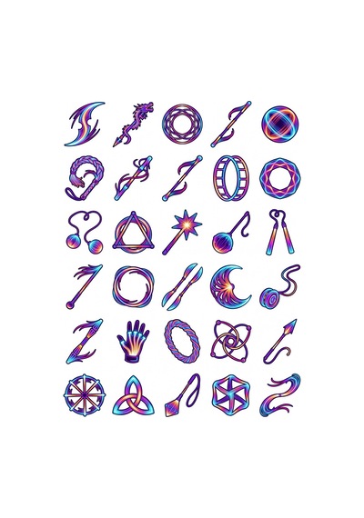 30 Adet Neon Işık Dansı Sticker Seti - Laptop Telefon Kılıfı Matara Çok Renkli