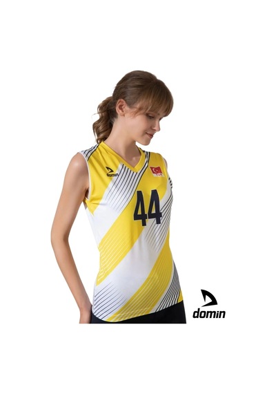 Hnc Sport Kadın Özel Likralı Kumaştan Tek Üst Voleybol Forması Sarı