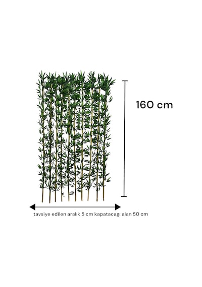 160 Cm Yapay Bambu Dogal Govde Yogun Yaprak Yeşil