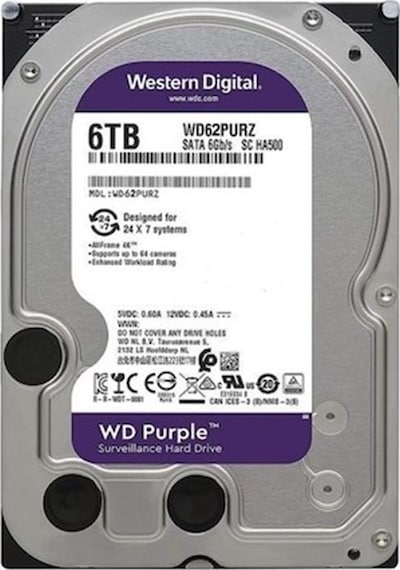 Wd 6tb Purple 3.5" 256mb Sata 6gb-s 7-24 Wd62purz Güvenlik Disk