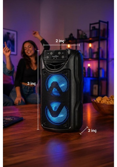 Bluetooth Hoparlör Rgb Işıklı 3 Inc Taşınabilir Parti Speaker Gts-1557 Siyah - 886041913