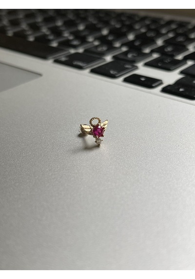 316 L Cerrahi Çelik Dudak Kıkırdak Helix Tragus Piercingi Melek Detaylı Piercing Mor