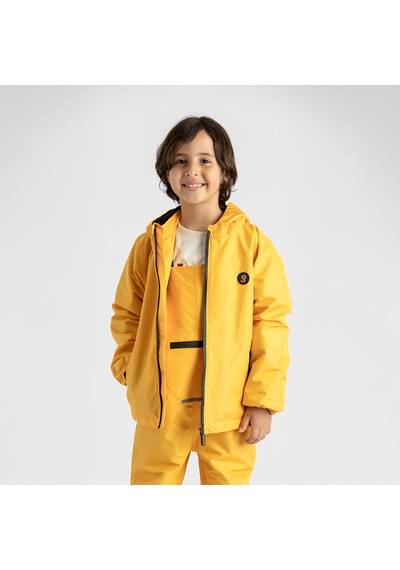 Ligenne Su Geçirmez Çocuk Yağmur Montu Polar Astarlı Kapüşonlu Çocuk Yağmurluk Pure Mustard Sarı