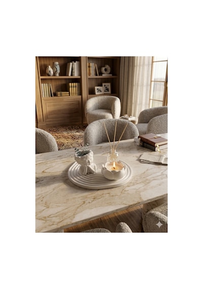 Dekoratif Kız Biblo Tealight Mumluk Ve Bambu Çubuklu Oda Kokusu Seti Ev Dekoru Masa Üstü Aksesuarı