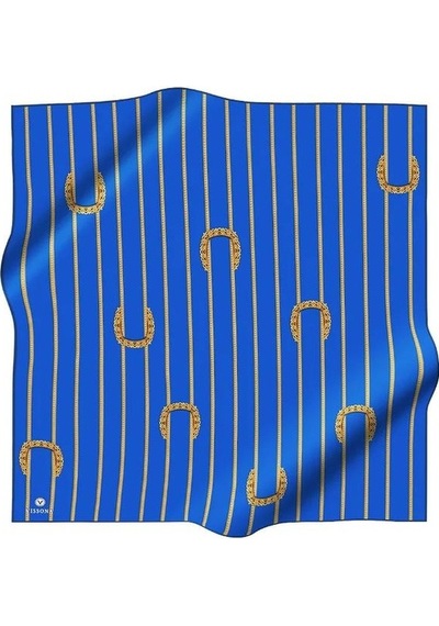 Vissona Tivil Gold-saks Mavisi İpek Eşarp 10502-11-32