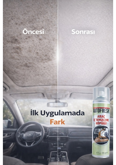 Autofresh Araç İç Temizleyici Köpük Sprey 500 Ml Oto Koltuk, Tavan, Döşeme Ve Torpido Temizleme Köpüğü