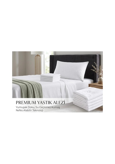Sıvı Geçirmez Yastık Alezi 2'li Paket Fermuarlı Yastık Koruyucu 50x70 Beyaz
