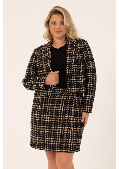 Myline Astarlı Crop Tüvit Ceket-1741-siyah Siyah