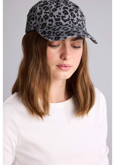 Defacto Kadın Leopar Desenli Pamuklu Cap Gri Şapka H6748ax26wngr2 Gri-gr2