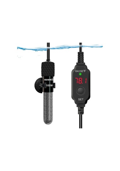 Mini Dalgıç Akvaryum Isıtıcı, 25/50/100/150/200/300 Watt, Ayarlanabilir Akvaryum Isıtıcı, Entegre Termometre, Harici Sıcaklık Kontrolörü, Akıllı Hafıza, 1-60 Galon İçin Kullanılır 100 Watt
