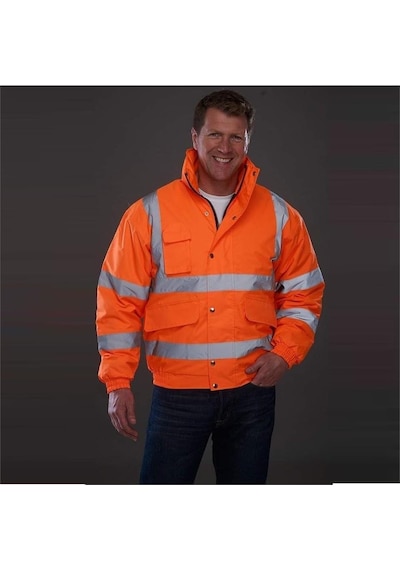 Reflektörlü 300d Oxford Bomber Mont Turuncu Sarı