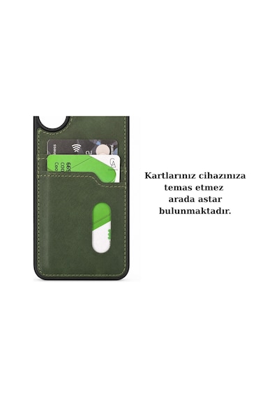 Realme Note 50 4g Uyumlu Deri Kartvizitli Kartlıklı Premium Telefon Kılıfı Kapak Koyu Yeşil