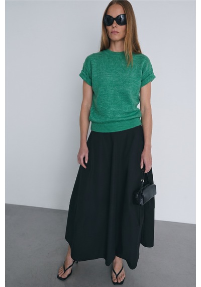 Suud Collection Yeşil Robe Kısa Kollu Kazak