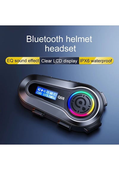 Q08 5.3 Uyumlu Motosiklet Kask Kulaklık Intercom Işıklı Motorsiklet Interkom