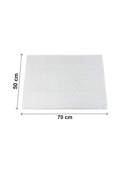 Ayak İzi Desenli 2li Ayak Havlusu - 50x70 Cm - Su Emici Banyo Paspası Seti - Beyaz Beyaz