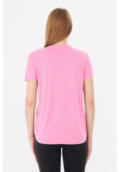 Sortie Collection Etek Ucu Damla Yırtmaçlı Basic Modal Bluz Pembe