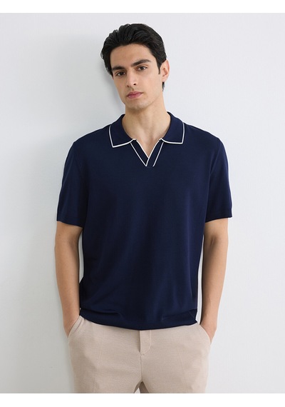 Lcw Vision Lacivert Polo Yaka Erkek Triko Tişört