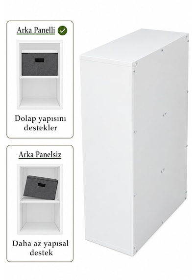 Karo 6 Bölmeli Beyaz Kitaplık 3 Katlı Dekoratif Raf Ve Düzenleyici