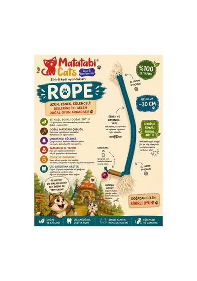 Rope Matatabi Li Çıngıraklı İp Kedi Oyuncağı