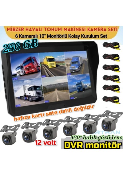 10'' Hybrid Dvr Monitör Ve 6 Adet 170'' Balık Gözü Lens Kamera